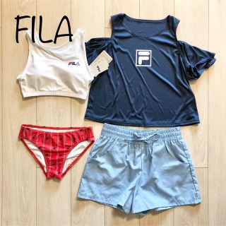 フィラ(FILA)の新品 FILA フィラ 水着 4点セット 肩見せ タンキニ ビキニ NV M(水着)