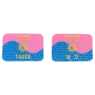 美品 ポーカーカジノ 角チップ 10000(壹万) 桃 ×10枚セット プラーク(トランプ/UNO)