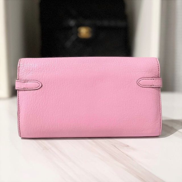 Hermes - エルメス ケリーウォレット シェーブル ピンク×シルバー 長