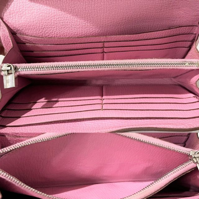 Hermes - エルメス ケリーウォレット シェーブル ピンク×シルバー 長