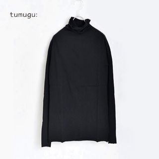 ツムグ(tumugu)の新品 tumugu✨ツムグ カットオフ タートルネック プルオーバー 黒ブラック(カットソー(長袖/七分))