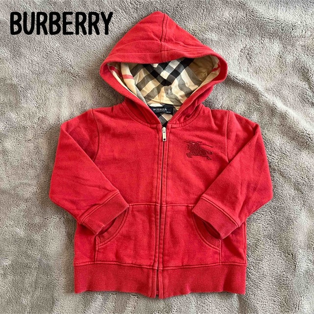 BURBERRY(バーバリー)のBURBERRY バーバリー ８０ ベビー パーカー  赤 キッズ/ベビー/マタニティのベビー服(~85cm)(カーディガン/ボレロ)の商品写真