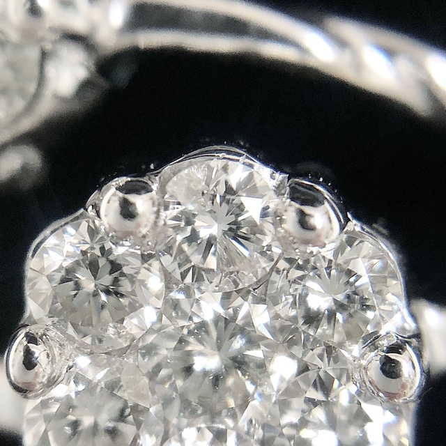 K18WG 天然 ダイヤ 1.00ct ダイヤモンド 花 フラワー リング 指輪