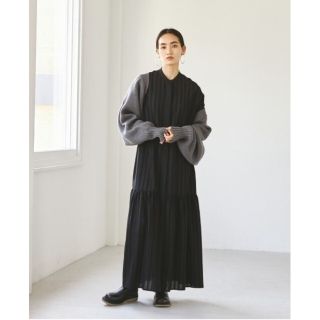 トゥデイフル(TODAYFUL)の【美品】TODAYFUL シアーストライプシャツドレス 黒 ロングワンピース(ロングワンピース/マキシワンピース)