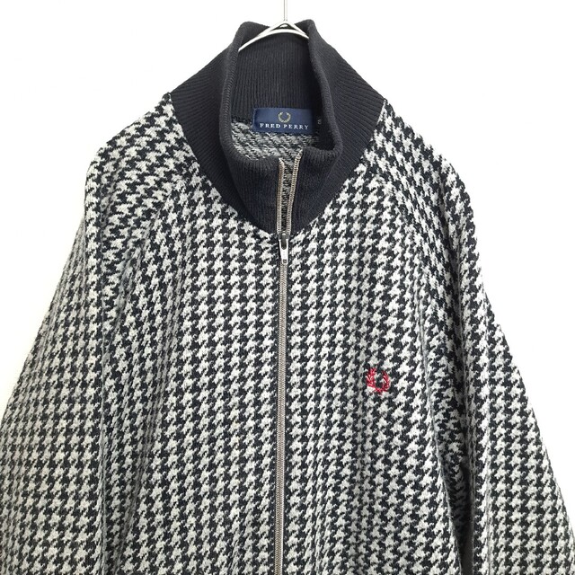 希少】FRED PERRY ウール 千鳥格子柄 ジャージ 黒×グレー S-eastgate.mk