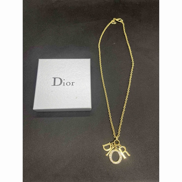 クリスチャンディオール Dior ヴィンテージ ゴールドラインストーンネックレス