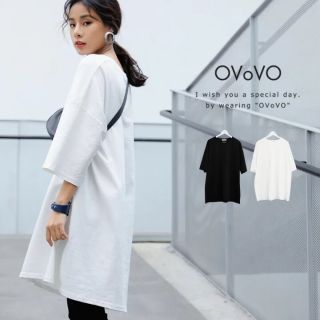 完売品♡OVoVo オーヴォ BigTシャツワンピース ホワイト チュニック(チュニック)