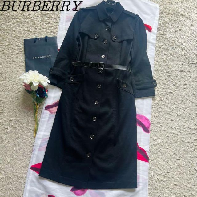 良品】BURBERRY LONDON ロングコート ブラック ベルト 38 【SALE／60