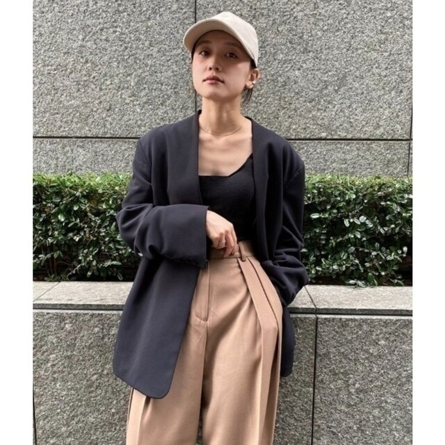 TODAYFUL(トゥデイフル)の【美品】TODAYFUL Collarless Twill Jacket 黒36 レディースのジャケット/アウター(テーラードジャケット)の商品写真