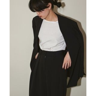 トゥデイフル(TODAYFUL)の【美品】TODAYFUL Collarless Twill Jacket 黒36(テーラードジャケット)