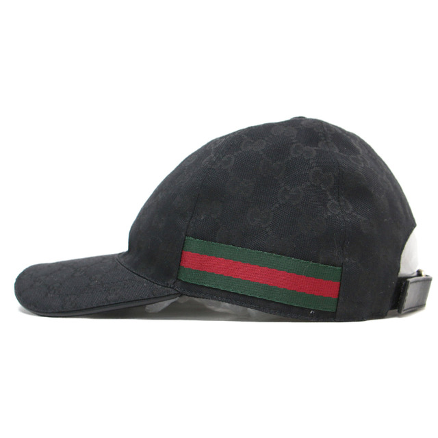 GUCCI グッチ 帽子 キャップ ベースボールキャップ ブラック 黒 M(58cm) ストライプ GGキャンバス 22秋冬 おしゃれ シンプル  普段使い 【レディース】【K3604】