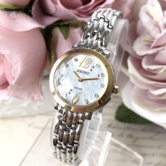 【新品】豪華ダイヤモンド★セイコー SEIKO ソーラー仕様 レディース腕時計