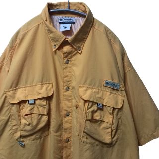 コロンビア(Columbia)の【希少】コロンビア Colombia フィッシングシャツ 半袖 L 黄色 古着(シャツ)