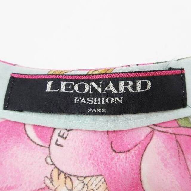 レオナール FASHION シルク ジャケット シフォン 金ボタン 花柄 M 緑 - 6