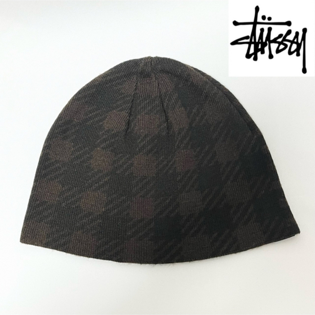 STUSSY(ステューシー)の【超希少美品】90’s OLD STUSSY シャネルロゴタグビーニーBRW② メンズの帽子(ニット帽/ビーニー)の商品写真