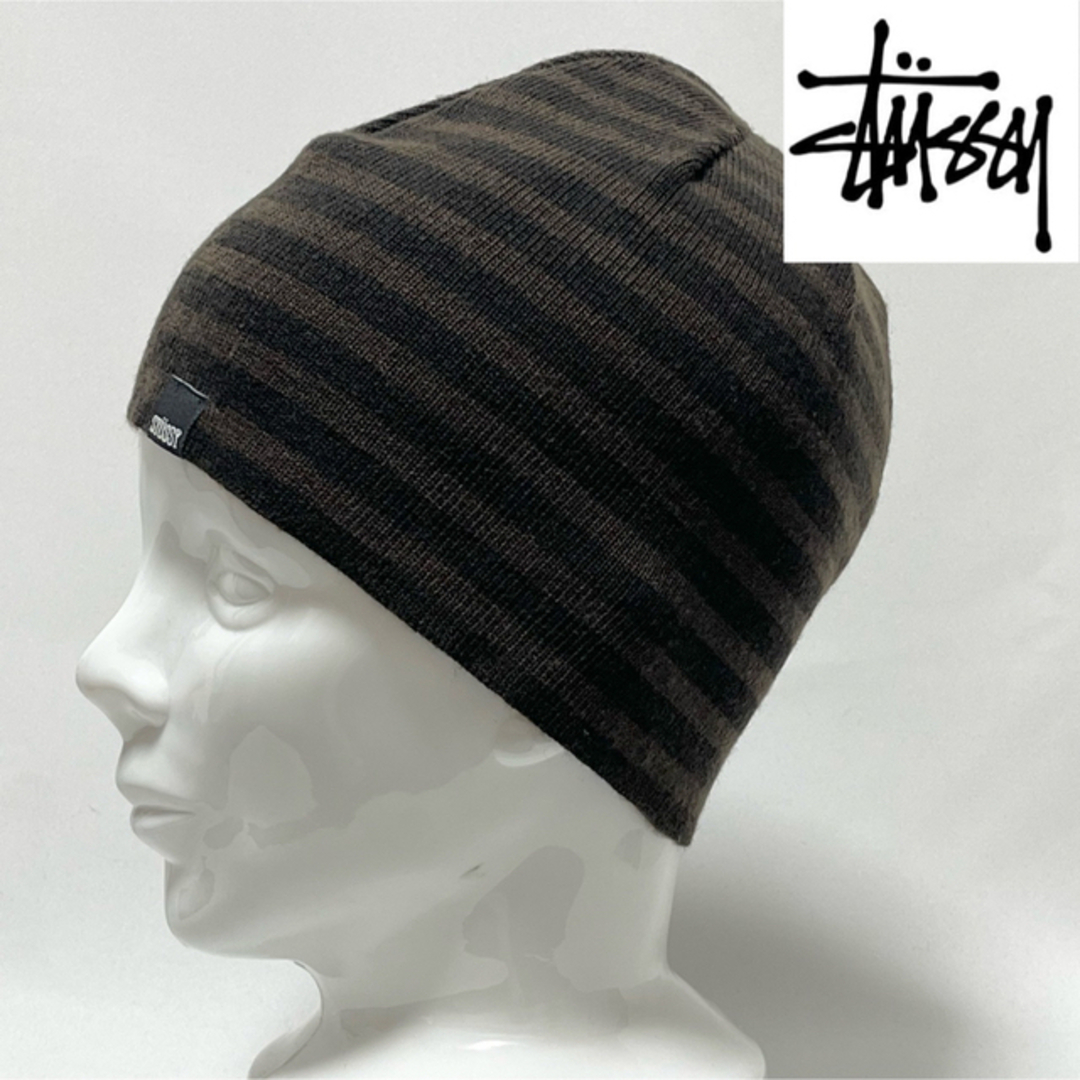 STUSSY(ステューシー)の【超希少美品】90’s OLD STUSSY シャネルロゴタグビーニーBRW② メンズの帽子(ニット帽/ビーニー)の商品写真