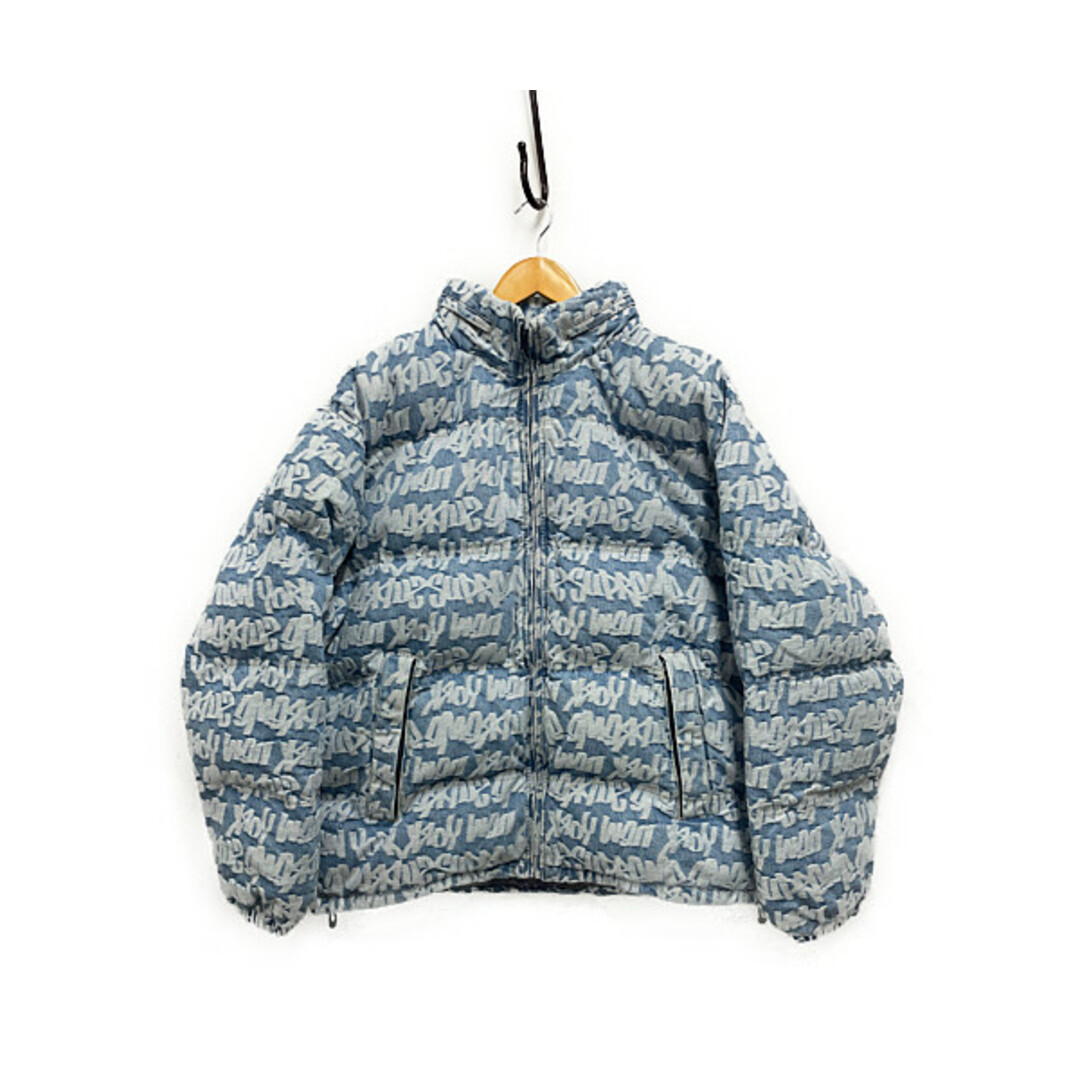 SUPREME 22SS Fat Tip Jacquard Denim Puffer Jacket ジャケット ブルー サイズXXL 正規品 / 27288