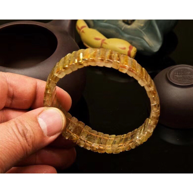 ⭐︎【天然】ゴールドタイチンルチル クォーツ ブレスレット バングル
