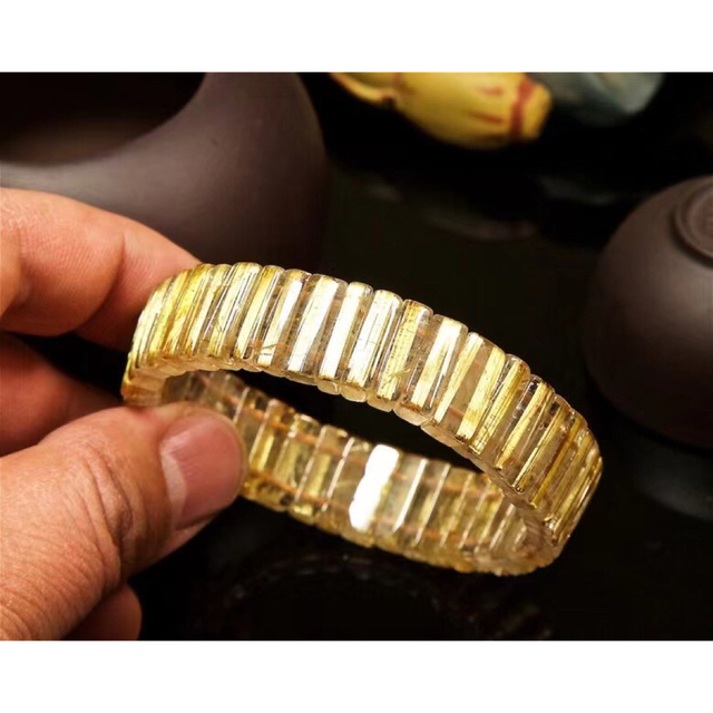 ⭐︎【天然】ゴールドタイチンルチル クォーツ ブレスレット バングル-