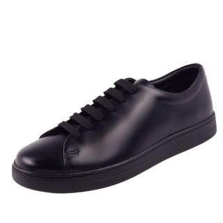 プラダ(PRADA)の未使用 プラダ PRADA スニーカー ローカット カーフレザー レースアップ シューズ 靴 メンズ 7(26cm相当) ブラック(スニーカー)