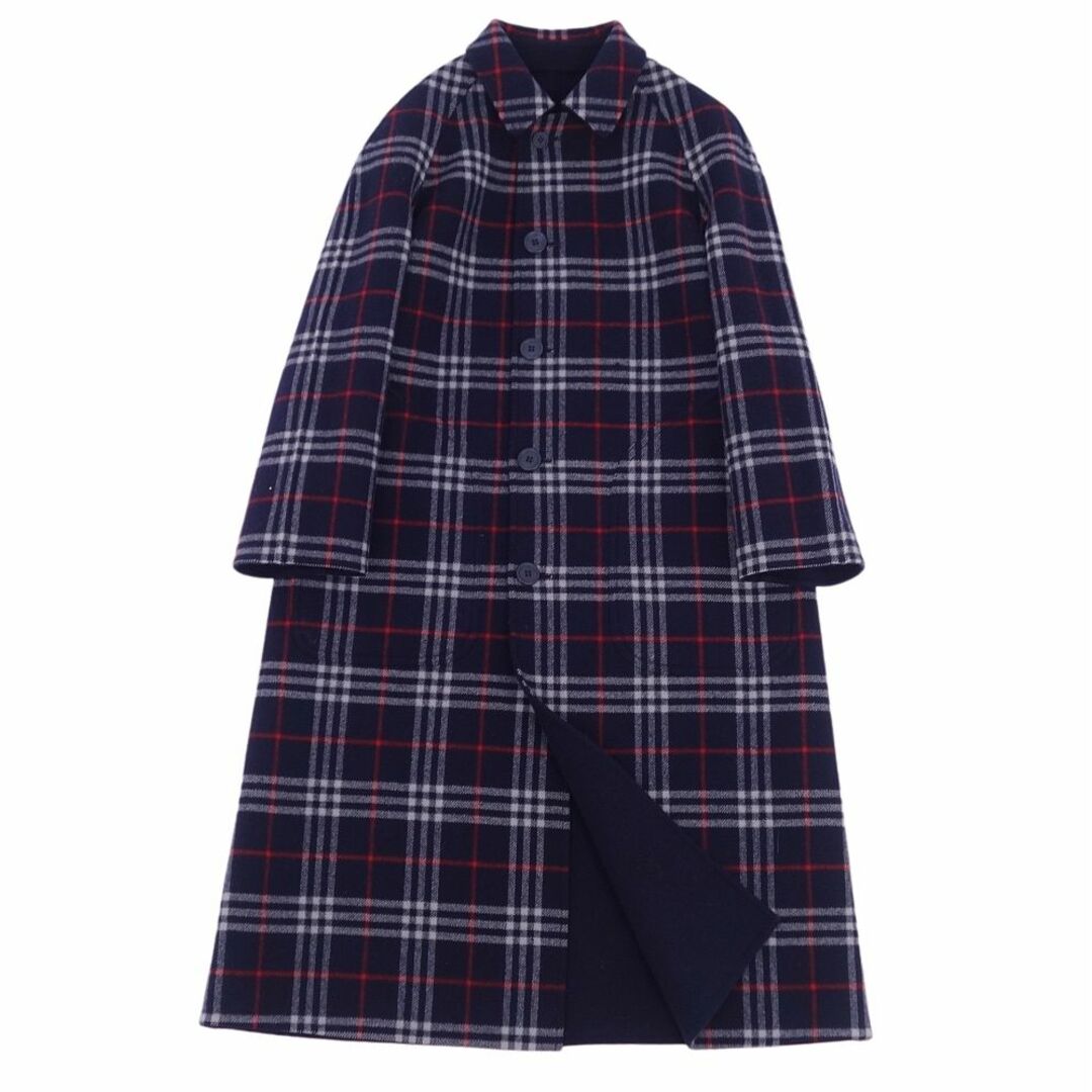 BURBERRY(バーバリー)の美品 Vintage バーバリー Burberrys コート ウール チェック リバーシブル ステンカラーコート バルマカーンコート レディース 9AB2(M相当) ネイビー レディースのジャケット/アウター(その他)の商品写真