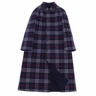 バーバリー(BURBERRY)の美品 Vintage バーバリー Burberrys コート ウール チェック リバーシブル ステンカラーコート バルマカーンコート レディース 9AB2(M相当) ネイビー(その他)