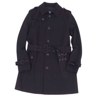 バーバリー(BURBERRY)の極美品 バーバリー ロンドン BURBERRY LONDON コート シングル トレンチコート ウール 裏チェック アウター メンズ L ブラック(トレンチコート)