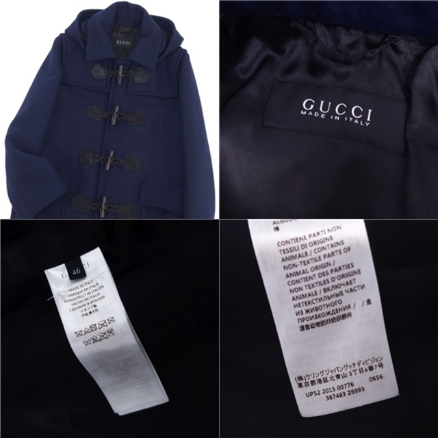 Gucci(グッチ)の美品 グッチ GUCCI コート 2way ダッフルコート バンブートグル ウール メルトン ラムレザー メンズ アウター 46(S相当) ネイビー メンズのジャケット/アウター(その他)の商品写真