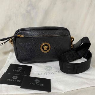 ヴェルサーチ(VERSACE)の美品 本物正規品 VERSACE メンズ レザー 2way ショルダーバッグ 黒(ショルダーバッグ)