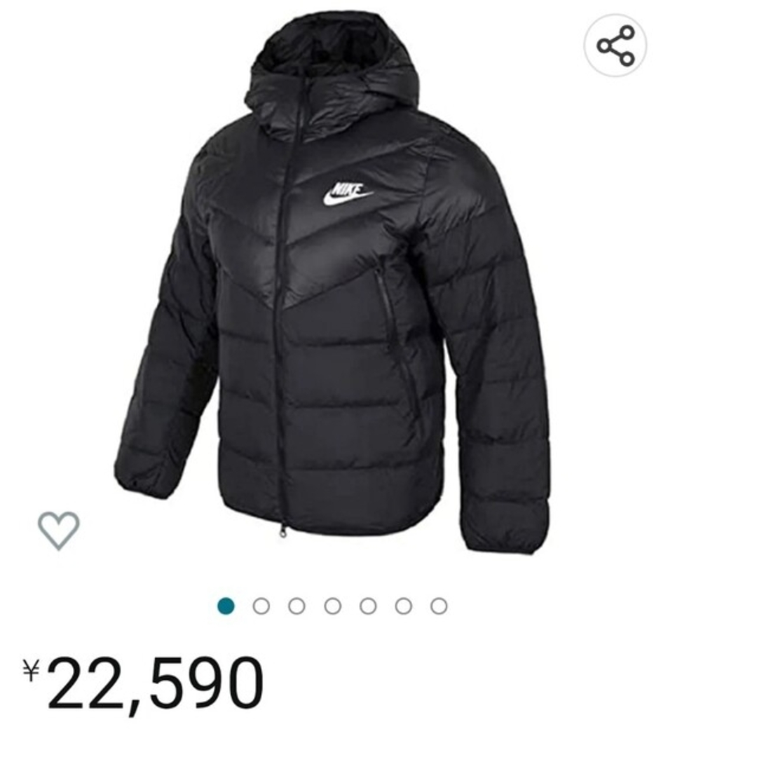 NIKE 断熱×撥水×軽量ミニマルデザインフーデッドダウンジャケット/黒XL