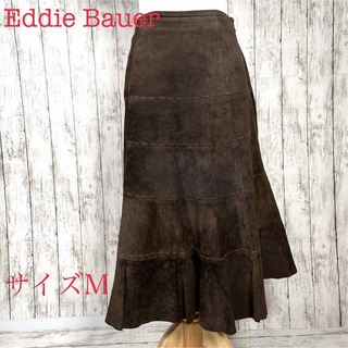Eddie Bauer ダークブラウン スエード ロング スリット スカート