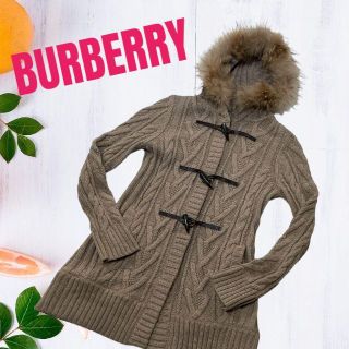 バーバリーブルーレーベル(BURBERRY BLUE LABEL)のバーバリーブルーレーベル  ニットカーディガン ファー付き(ダッフルコート)