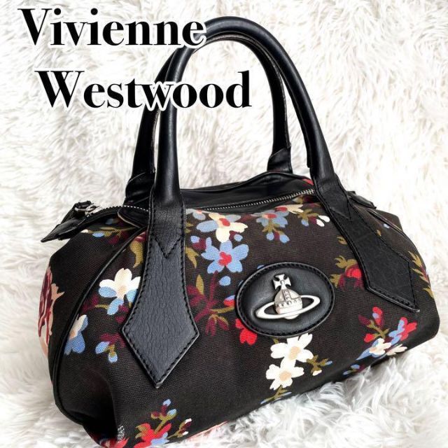 19cmヨコ希少『Vivienne Westwood』フラワー 牛革 ハンドバッグ