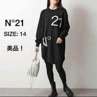 【美品】N°21 ヌメロヴェントゥーノ　ロングニットワンピース　ビッグロゴ　黒