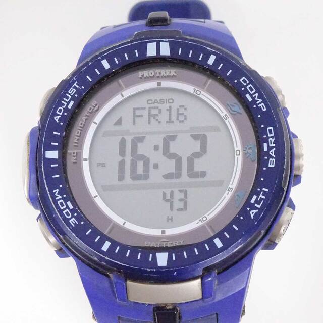 カシオ プロトレック PROTREK ソーラー電波時計 腕時計 ブルー PRW-3000-2B メンズ 方位計 高度計 温度計 搭載
