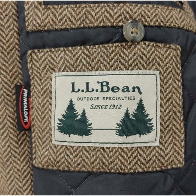 L.L.Bean(エルエルビーン)の極美品 L.L.Bean ヘリンボーン ツイード ジャケット ブラウン Lサイズ メンズのジャケット/アウター(テーラードジャケット)の商品写真