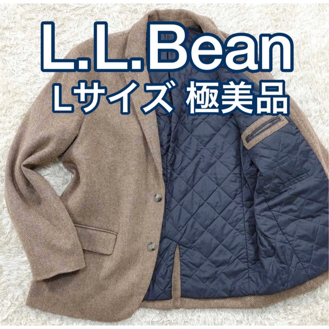 極美品 L.L.Bean ヘリンボーン ツイード ジャケット ブラウン Lサイズエルエルビーン