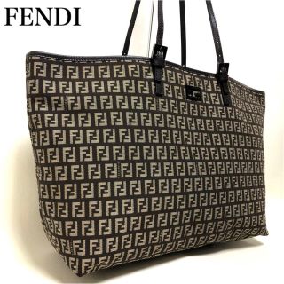 フェンディ(FENDI)のFENDI フェンディ ズッキーノ ジャガード/レザー トートバッグ(トートバッグ)