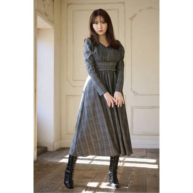 試着のみ Galliera Plaid Long Dress