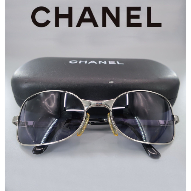 CHANEL シャネル ロゴテンプル 07800 サングラス ネイビーシルバー