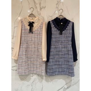 【大人気即完売品】美品EmiriaWiz シフォンコンビツイードワンピース