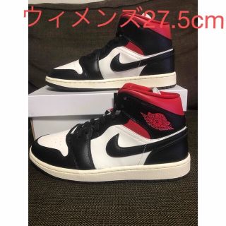 ナイキ(NIKE)のNike WMNS Air Jordan 1 Mid Black/Gym Red(スニーカー)