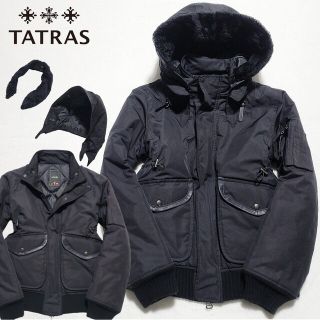 タトラス(TATRAS)の【美品】TATRAS　ダウンジャケット ポーランド製 羊革 ファー ブラック 3(ダウンジャケット)