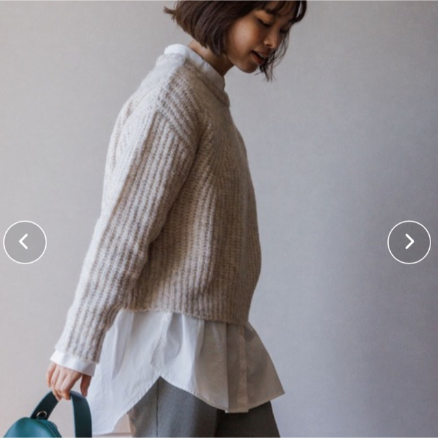 【ふわふわニット/洗える】メランジクルーネックニット 新品未使用