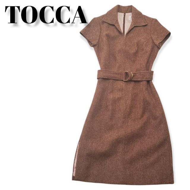 TOCCA - TOCCA ワンピース 茶 レディース服 USA サイドスリット ベルト トッの通販 by AYU｜トッカならラクマ