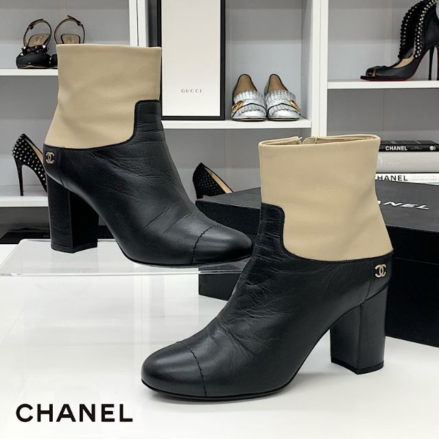 CHANEL シャネル ショートブーツ バイカラー 新規出店 | meiji-kk.co.jp