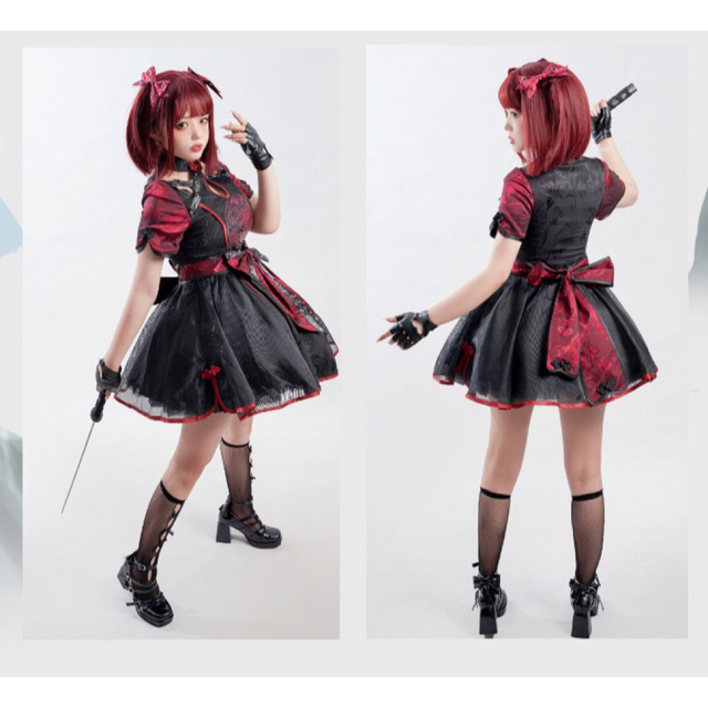 赤龍少女Ⅱ☆黒 ワンピース3点セット 華ロリ しゅくれどーる 赤龍少女Ⅱ☆黒 ワンピース3点セット 華ロリ しゅくれどーる