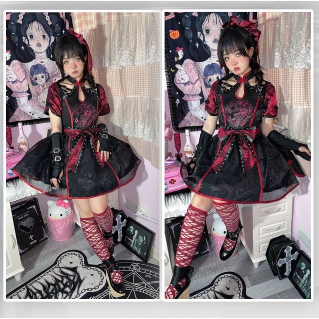 metamorphose temps de fille - 赤龍少女Ⅱ☆黒 ワンピース3点 metamorphose temps de fille - 赤龍少女Ⅱ☆黒 ワンピース3点