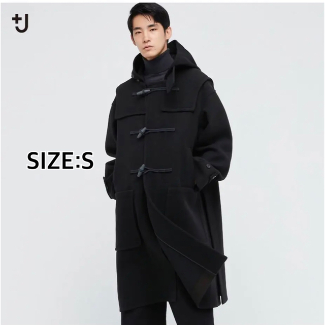 なし色UNIQLO　+J プラスジェイ　ダッフルコート　ブラック　Sサイズ