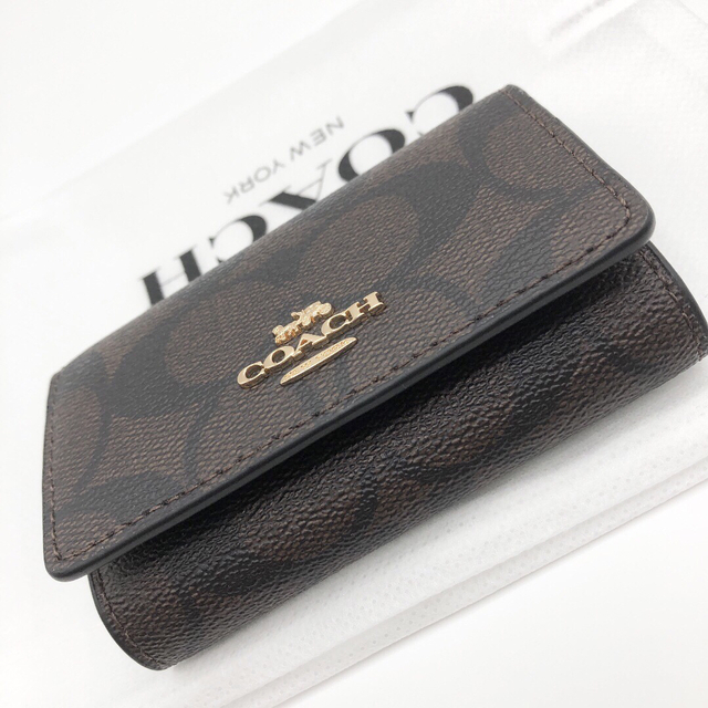 【COACH☆新品】大人気!男女兼用!ファイブ リング キー ケース!ブラウン!